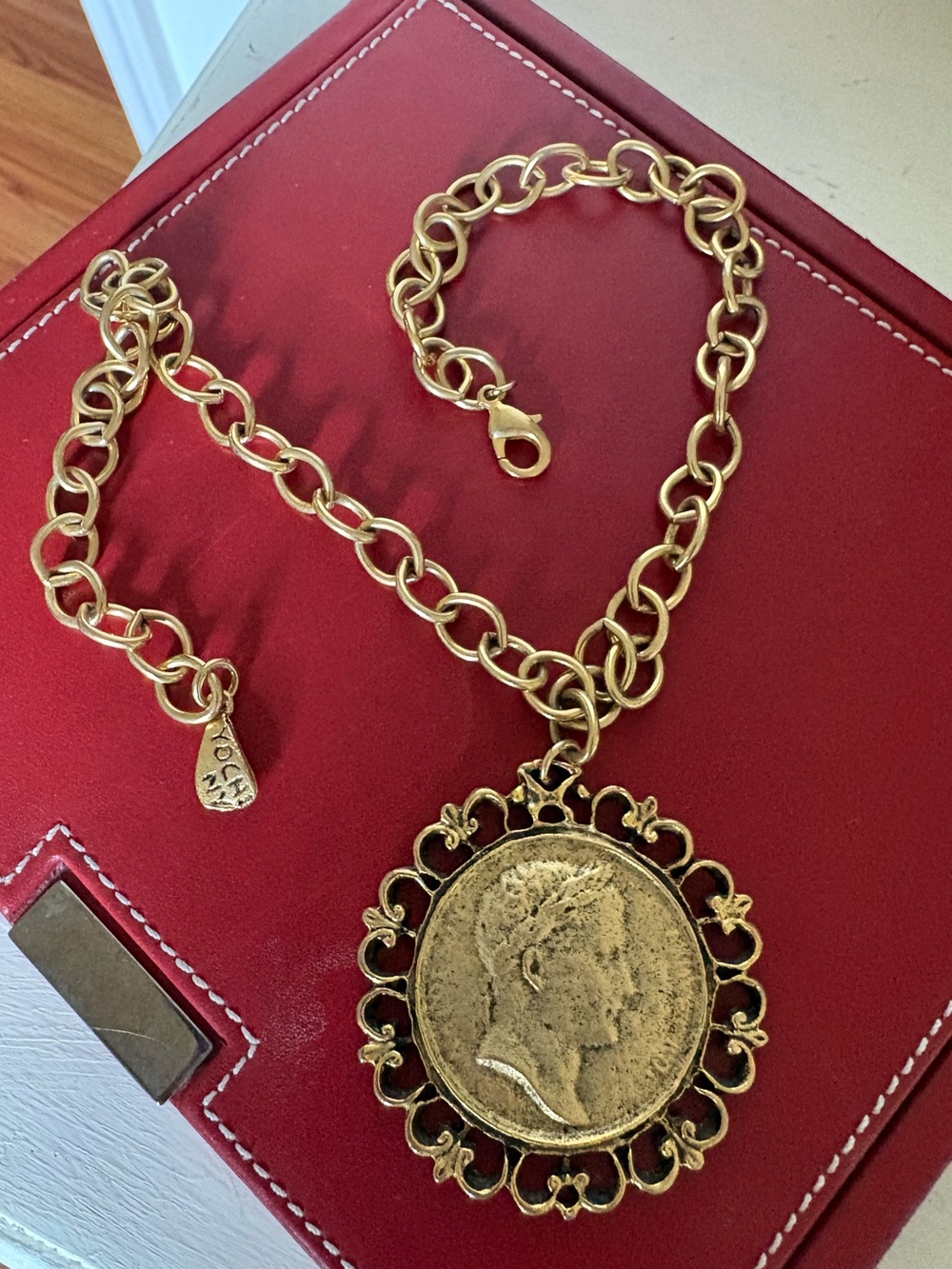 Yochi Coin Medallion Pendant Necklace - Classic Statement piece